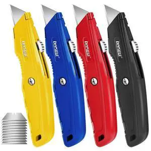 4 Pack Box Cutter, Heavy Duty Utility Knife with 10 Pcs Blades 4 Pack Box Cutter, Heavy Duty Utility Knife with 10 Pcs Blades