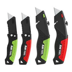 Utility Knife Set, Retractable Box Cutter and Folding Utility Knife with Blade Storage Design, Total 20 Blades Included, 4-Pack Utility Knife Set, Retractable Box Cutter and Folding Utility Knife with Blade Storage Design, Total 20 Blades Included, 4-Pack
