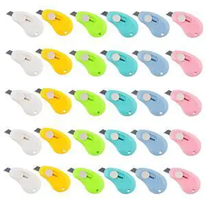 Mini Retractable Utility Knife Set, 30 Pcs Box Cutters, Letter Opener Mini Retractable Utility Knife Set, 30 Pcs Box Cutters, Letter Opener