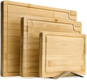 Bamboo Cutting Board Set for Kitchen,Set of 3 Chopping Boards with Juice Groove, Natural Wood Cutting Boards with Stainless Steel Holder, Cutting Board Set for Butcher Block, Cheese, Vegetables Bamboo Cutting Board Set for Kitchen,Set of 3 Chopping Boards with Juice Groove, Natural Wood Cutting Boards with Stainless Steel Holder, Cutting Board Set for Butcher Block, Cheese, Vegetables