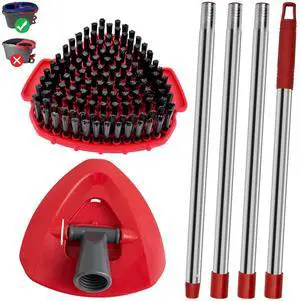4-Section Stainless Steel Spin Mop Handles, Mop Base & Upgrade Scrub Brush Combo for Ocedar EasyWring RinseClean 2 Tank System, Mop Handle Mop Base & Brush Set for O Cedar, Universal Thin Screw Joints 4-Section Stainless Steel Spin Mop Handles, Mop Base & Upgrade Scrub Brush Combo for Ocedar EasyWring RinseClean 2 Tank System, Mop Handle Mop Base & Brush Set for O Cedar, Universal Thin Screw Joints
