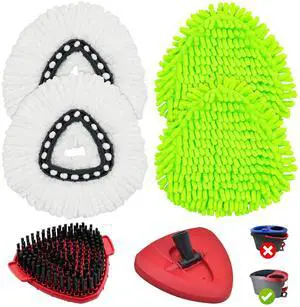 Mop Head Replacement for O Cedar, Spin Mop Replacement Head for Ocedar Easywring 1 Tank System, Mop Heads Includeds 4 Mop Replacement Heads , 1 Spin Scrub Brush & 1 Base Mop Head Replacement for O Cedar, Spin Mop Replacement Head for Ocedar Easywring 1 Tank System, Mop Heads Includeds 4 Mop Replacement Heads , 1 Spin Scrub Brush & 1 Base