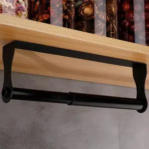 Paper Towel Holder, Black Stainless Steel Under Cabinet Wall Mount, Self-Adhesive Kitchen Roll Rack, Heavy-Duty Organization Storage Paper Towel Holder, Black Stainless Steel Under Cabinet Wall Mount, Self-Adhesive Kitchen Roll Rack, Heavy-Duty Organization Storage