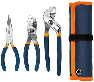 3-Piece 6" and 8" Household Pliers with Storage Pouch for Home Use 3-Piece 6" and 8" Household Pliers with Storage Pouch for Home Use