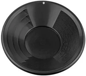 14 Inch Gold Panning Pan - Dual Riffles for Easier Mining and Prospecting, Black 14 Inch Gold Panning Pan - Dual Riffles for Easier Mining and Prospecting, Black