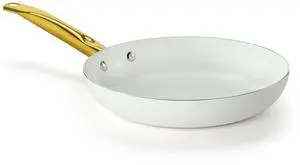8-Inch Ceramic Nonstick Frying Pan Skillet, Elegant White and Gold Color Handle - Golden Elegance for Every Kitchen 8-Inch Ceramic Nonstick Frying Pan Skillet, Elegant White and Gold Color Handle - Golden Elegance for Every Kitchen