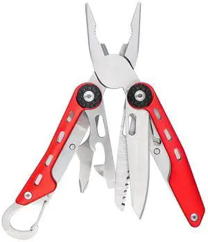 10-in-1 Stainless Steel Multitool for Hiking and Survival Gear with Needlenose Pliers, Wire Cutter, Saw, Safety Lock, Nylon Sheath, Red 10-in-1 Stainless Steel Multitool for Hiking and Survival Gear with Needlenose Pliers, Wire Cutter, Saw, Safety Lock, Nylon Sheath, Red