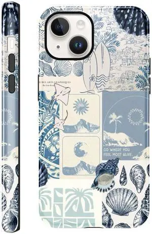 Seashell for iPhone 13/14 Case 6.1",Beach Blue Collage Coast Cute Summer Phone Cases for Girl Women Boy Men TPU Scratch Resistant Shockproof Protective Cover Cases,Coastal World Seashell for iPhone 13/14 Case 6.1",Beach Blue Collage Coast Cute Summer Phone Cases for Girl Women Boy Men TPU Scratch Resistant Shockproof Protective Cover Cases,Coastal World