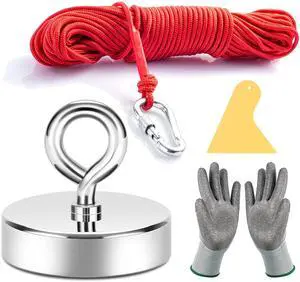 Magnet Fishing Kit,550lb+ Heavy Duty Silver Magnet with Rope Magnet Fishing Kit,550lb+ Heavy Duty Silver Magnet with Rope