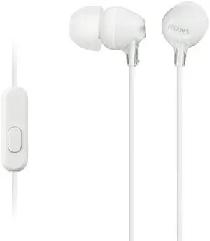MDREX15AP in-Ear Earbud Headphones with Mic, White MDREX15AP in-Ear Earbud Headphones with Mic, White