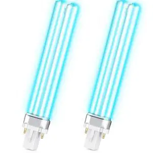 UV UV-C Light Bulbs 9W G23 Base Replacement Bulb for Outdoor Pond Clarifier Lamp Compatible with UVE9 CF400 CF500 UVCP-9 JUP-01 303B 304B R18 R18D R2000 (2, G23 Base) UV UV-C Light Bulbs 9W G23 Base Replacement Bulb for Outdoor Pond Clarifier Lamp Compatible with UVE9 CF400 CF500 UVCP-9 JUP-01 303B 304B R18 R18D R2000 (2, G23 Base)