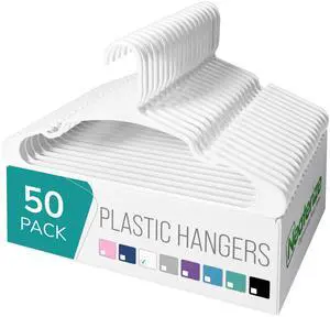 Clothes Hangers Plastic 50 Pack for Adults - Plastic Hangers, The Perfect Coat Hanger and Space Saving Clothes Hangers for Closet, Percheros Ganchos para Colgar Ropa Hangars - White Hangers Clothes Hangers Plastic 50 Pack for Adults - Plastic Hangers, The Perfect Coat Hanger and Space Saving Clothes Hangers for Closet, Percheros Ganchos para Colgar Ropa Hangars - White Hangers