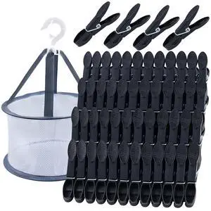 48 Pcs Black Plastic Clothes Pins with Clothespin Bag, Clothespins Basket Heavy Duty Laundry Clothes Pins Clips with Springs, Clothes Drying Line Pegs Towel Clips Picture Clips Food Clips 48 Pcs Black Plastic Clothes Pins with Clothespin Bag, Clothespins Basket Heavy Duty Laundry Clothes Pins Clips with Springs, Clothes Drying Line Pegs Towel Clips Picture Clips Food Clips
