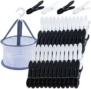 48 Pcs Plastic Clothes Pins Laundry Clips with Clothespin Bag, Black White Clothes Pins Heavy Duty Outdoor, Clothespins for Hanging Clothes Clothing Pin Set, Crafts Picture Clips Food Package Clips 48 Pcs Plastic Clothes Pins Laundry Clips with Clothespin Bag, Black White Clothes Pins Heavy Duty Outdoor, Clothespins for Hanging Clothes Clothing Pin Set, Crafts Picture Clips Food Package Clips