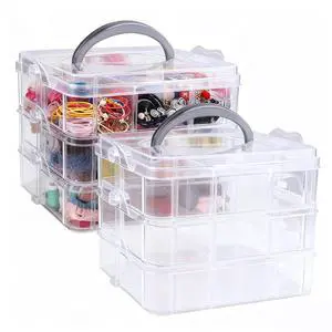 2pack 3-Tier Stackable Bead Storage Container Box 18 Compartments Organizer 2pack 3-Tier Stackable Bead Storage Container Box 18 Compartments Organizer