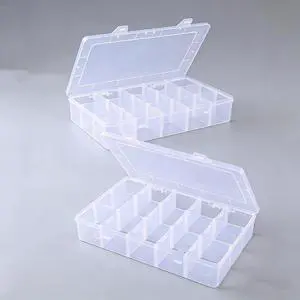 2 Pack Plastic Organizer Box with 14 Removable Dividers,15-Compartment Clear Storage Box for Crafts, Beads, Jewelry & Small Parts (10.5x6.5x2.2 Inches) 2 Pack Plastic Organizer Box with 14 Removable Dividers,15-Compartment Clear Storage Box for Crafts, Beads, Jewelry & Small Parts (10.5x6.5x2.2 Inches)