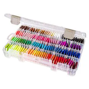 Floss Finder Box: Clear Sewing Organizer with 6 Compartments, 12 Dividers, Durable - Perfect for Embroidery Floss and Small Sewing Supplies Storage Floss Finder Box: Clear Sewing Organizer with 6 Compartments, 12 Dividers, Durable - Perfect for Embroidery Floss and Small Sewing Supplies Storage