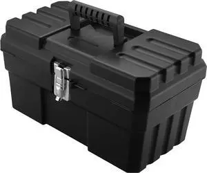 14-Inch Plastic Toolbox with Removable Tray, Steel Latch & Padlock Eye, Industrial-Grade Tool Box for Tools, Crafts, First Aid & Hobby Supplies, 14" x 8" x 8", Made in USA, Black (09514) 14-Inch Plastic Toolbox with Removable Tray, Steel Latch & Padlock Eye, Industrial-Grade Tool Box for Tools, Crafts, First Aid & Hobby Supplies, 14" x 8" x 8", Made in USA, Black (09514)