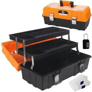 16.5-Inch Tool Box Organizer 3-Layer Multiplication Plastic Storage Toolbox with Portable Handle Perfect for Home Office Car Trunk Fishing 16.5-Inch Tool Box Organizer 3-Layer Multiplication Plastic Storage Toolbox with Portable Handle Perfect for Home Office Car Trunk Fishing