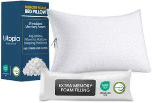 Shredded Memory Foam Pillows, Cooling Pillow, Queen, 1 Pack Shredded Memory Foam Pillows, Cooling Pillow, Queen, 1 Pack
