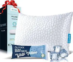 Cooling Pillow for Sleeping, CertiPUR-US Shredded Memory Foam Standard Pillow Set of 1, Cool Pillow for Hot Sleepers Adjustable Firm Pillow for Side,Back,Stomach Sleepers Soft Yet Support,White Cooling Pillow for Sleeping, CertiPUR-US Shredded Memory Foam Standard Pillow Set of 1, Cool Pillow for Hot Sleepers Adjustable Firm Pillow for Side,Back,Stomach Sleepers Soft Yet Support,White