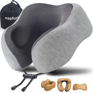 Neck Pillow for Traveling, Upgraded Travel Neck Pillow for Airplane 100% Pure Memory Foam Travel Pillow for Flight Headrest Sleep, Portable Plane Accessories, Light Grey Neck Pillow for Traveling, Upgraded Travel Neck Pillow for Airplane 100% Pure Memory Foam Travel Pillow for Flight Headrest Sleep, Portable Plane Accessories, Light Grey