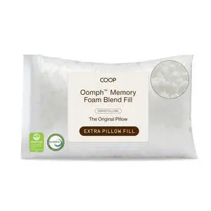 Extra Oomph Fill, Cross-Cut Memory Foam, Medium Density Pillow Fill, Extra Fill Bag, Refill to Customize Your Premium Adjustable Pillow, GREENGUARD Gold and CertiPUR-US Certified Extra Oomph Fill, Cross-Cut Memory Foam, Medium Density Pillow Fill, Extra Fill Bag, Refill to Customize Your Premium Adjustable Pillow, GREENGUARD Gold and CertiPUR-US Certified