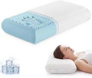 Back and Side Sleeper Support, White Gel Cooling Memory Foam Pillows for Sleeping, Bed Pillows for Adults with Breathable Mesh and Washable Cover 1 Pack Back and Side Sleeper Support, White Gel Cooling Memory Foam Pillows for Sleeping, Bed Pillows for Adults with Breathable Mesh and Washable Cover 1 Pack