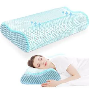 Neck Pillow for Sleeping, Ergonomic Cervical Bed Pillow, Blue Standard Size Neck Pillow for Sleeping, Ergonomic Cervical Bed Pillow, Blue Standard Size