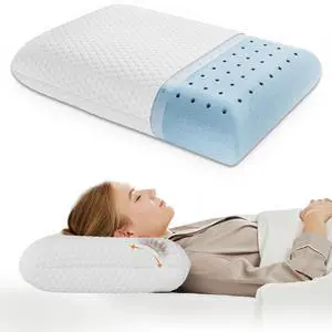 Memory Foam Pillows for Sleeping, 1 Pack Bed Pillows for Adults with Washable Cover and Breathable Mesh, Gel Cooling Pillow for Back and Side Sleeper Support, White Memory Foam Pillows for Sleeping, 1 Pack Bed Pillows for Adults with Washable Cover and Breathable Mesh, Gel Cooling Pillow for Back and Side Sleeper Support, White