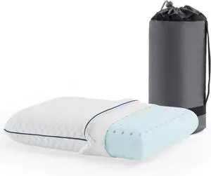 Cooling Gel Memory Foam Camping Pillow Travel Size, Ventilated Cooling Pillow for Side & Back Sleepers, Neck Support, Compact with Carry Bag, Washable Cover Cooling Gel Memory Foam Camping Pillow Travel Size, Ventilated Cooling Pillow for Side & Back Sleepers, Neck Support, Compact with Carry Bag, Washable Cover