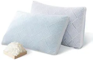 Shredded Memory Foam Cooling Soft Bamboo Viscose Pillows Queen Size Set of 2, Adjustable Hypoallergenic Hotel Quality Bed Pillows for Side, Stomach or Back Sleeper, Oeko-TEX Certified Shredded Memory Foam Cooling Soft Bamboo Viscose Pillows Queen Size Set of 2, Adjustable Hypoallergenic Hotel Quality Bed Pillows for Side, Stomach or Back Sleeper, Oeko-TEX Certified