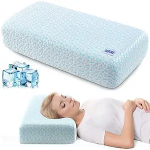 Cooling Cube Pillow for Side Sleepers, 40D High-Density Memory Foam Support Head Crevical Square Pillow for Neck and Shoulder Pain, 24 x12 x5, Blue Cooling Cube Pillow for Side Sleepers, 40D High-Density Memory Foam Support Head Crevical Square Pillow for Neck and Shoulder Pain, 24 x12 x5, Blue