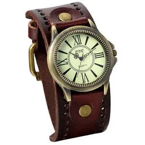 Vintage Leather Cuff Watch Punk Analog Quartz Wristwatch Vintage Leather Cuff Watch Punk Analog Quartz Wristwatch