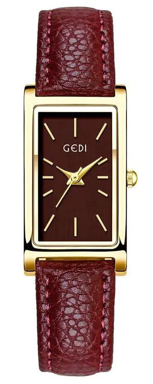 Vintage Women's Rectangle Wristwatch Classic Ladies Analog Quartz Watch Ultra-Thin Ladies Bangle Bracelet Watch Female Business Dress Watches with Leather Strap (X Gold Red) Vintage Women's Rectangle Wristwatch Classic Ladies Analog Quartz Watch Ultra-Thin Ladies Bangle Bracelet Watch Female Business Dress Watches with Leather Strap (X Gold Red)