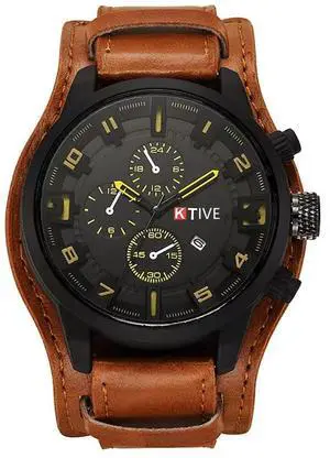 Big Face Round Dial Men Cool Watches Vintage Retro Steampunk Rock Wide Leather Strap Watch Fashion Cuff Sport Watch Quartz Calendar Wristwatch (Brown) Big Face Round Dial Men Cool Watches Vintage Retro Steampunk Rock Wide Leather Strap Watch Fashion Cuff Sport Watch Quartz Calendar Wristwatch (Brown)