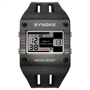 Men's Retro Sport Digital Multifunction Big Face Rectangular Square Watch EL Backlight PU Strap Stopwatch Alarm Date Casual Wristwatch (Black) Men's Retro Sport Digital Multifunction Big Face Rectangular Square Watch EL Backlight PU Strap Stopwatch Alarm Date Casual Wristwatch (Black)