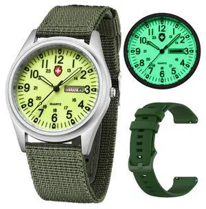 Unisex Military Watches Sport Textile Nylon Strap Luminous Fashion Watch Analog Display Quartz Waterproof Casual Wristwatch (Green Luminous) Unisex Military Watches Sport Textile Nylon Strap Luminous Fashion Watch Analog Display Quartz Waterproof Casual Wristwatch (Green Luminous)