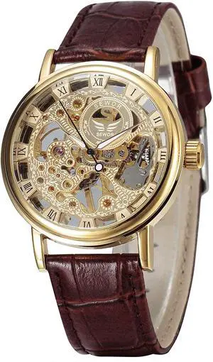 Men's Mechanical Skeleton Transparent Vintage Style Leather Wrist Watch Men's Mechanical Skeleton Transparent Vintage Style Leather Wrist Watch