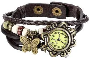 New Women Wristwatch Butterfly Quartz Vintage Weave Wrap Leather Strap Lady Bracelet Watch New Women Wristwatch Butterfly Quartz Vintage Weave Wrap Leather Strap Lady Bracelet Watch