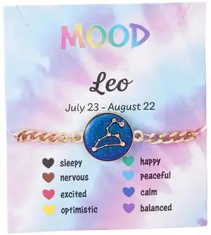 Mood Sensing Color Changing Constellation Bracelet, 18K Gold Plated 12 Zodiac Jewelry for Emotion Regulation Leo Mood Sensing Color Changing Constellation Bracelet, 18K Gold Plated 12 Zodiac Jewelry for Emotion Regulation Leo