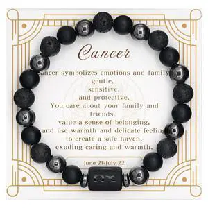 Zodiac Sign Lava Hematite Bracelet for Men Women, Beaded Zodiac Sign Lava Hematite Bracelet for Men Women, Beaded
