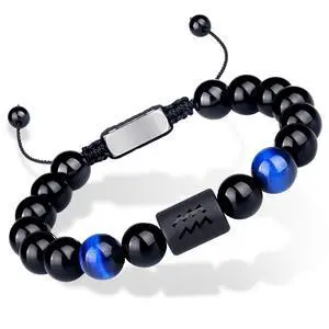 Non-tarnish Zodiac Bead Bracelet Leo Gifts for Men Women,Black Onyx Stone Star Sign Constellation Horoscope Jewelry (Aquarius-Blue) Non-tarnish Zodiac Bead Bracelet Leo Gifts for Men Women,Black Onyx Stone Star Sign Constellation Horoscope Jewelry (Aquarius-Blue)
