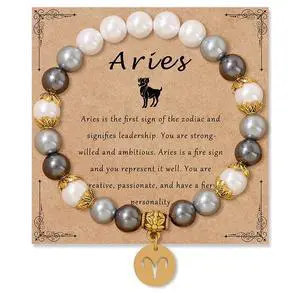 Zodiac Signs Spirit Bracelet Zodiac Bracelet for Women Men Adjustable 12 Constellation Bracelet White and Grey Pearl Beaded Stretch Bracelet Constellation Charm Bracelet Birthday Jewelry Gifts (Aries) Zodiac Signs Spirit Bracelet Zodiac Bracelet for Women Men Adjustable 12 Constellation Bracelet White and Grey Pearl Beaded Stretch Bracelet Constellation Charm Bracelet Birthday Jewelry Gifts (Aries)