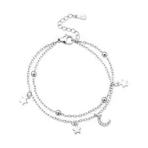 Silver Bracelet for Women Layered Moon and Star Bracelet Adjustable Satellite Chain Jewelry Summer Beach Jewelry Silver Bracelet for Women Layered Moon and Star Bracelet Adjustable Satellite Chain Jewelry Summer Beach Jewelry
