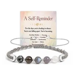 Moon Phases Crystal Healing Bracelet for Women, Adjustable Natural Stone Beaded Bracelet, Anxiety Stress Relief Self-Reminder Spiritual Jewelry, Spiritual Meditation Gift (Gray) Moon Phases Crystal Healing Bracelet for Women, Adjustable Natural Stone Beaded Bracelet, Anxiety Stress Relief Self-Reminder Spiritual Jewelry, Spiritual Meditation Gift (Gray)