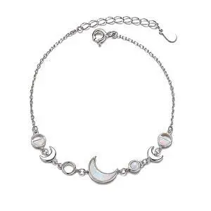 Moon Phase Bracelet Gold/Silver Opal Moon Charm Bracelet Adjustable Opal Style Crescent Charm Chain Bracelets with White Bead Accents Celestial Jewelry Outfit Accessories Gift for Women Moon Phase Bracelet Gold/Silver Opal Moon Charm Bracelet Adjustable Opal Style Crescent Charm Chain Bracelets with White Bead Accents Celestial Jewelry Outfit Accessories Gift for Women