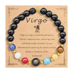 Zodiac Bracelet for Women Men, 12 Constellation Natural Stone Bead Bracelet 8mm Protection Bracelet Birthday Christmas Zodiac Gifts Horoscope Spiritual Jewelry (Virgo) Zodiac Bracelet for Women Men, 12 Constellation Natural Stone Bead Bracelet 8mm Protection Bracelet Birthday Christmas Zodiac Gifts Horoscope Spiritual Jewelry (Virgo)