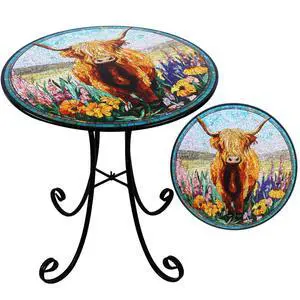 18" Highland Cattle Outdoor Side Table 18" Highland Cattle Outdoor Side Table