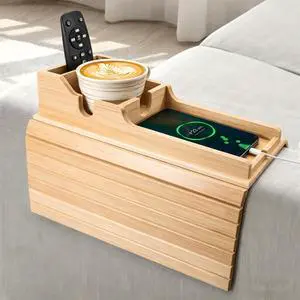 Bamboo Couch Armrest Table, Couch Arm Tray with Removable Couch Cup Holder, 2 in 1 Design Foldable Anti-Slip Bamboo Couch Tray and Sofa Cup Holder for Drink Bamboo Couch Armrest Table, Couch Arm Tray with Removable Couch Cup Holder, 2 in 1 Design Foldable Anti-Slip Bamboo Couch Tray and Sofa Cup Holder for Drink